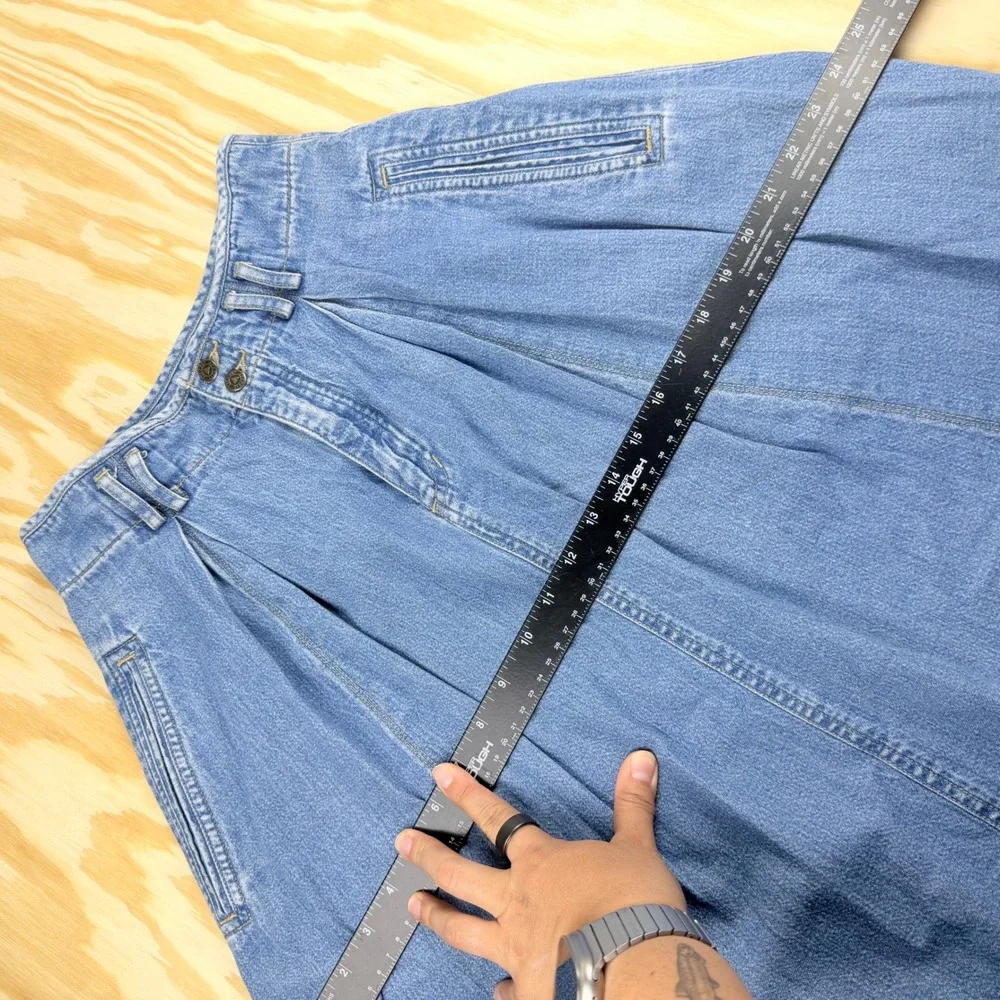 Lizwear Vintage Denim Maxi Skirt Blue Cotton Pleated A-Line High Waist Size 6 - Picture 5 of 8